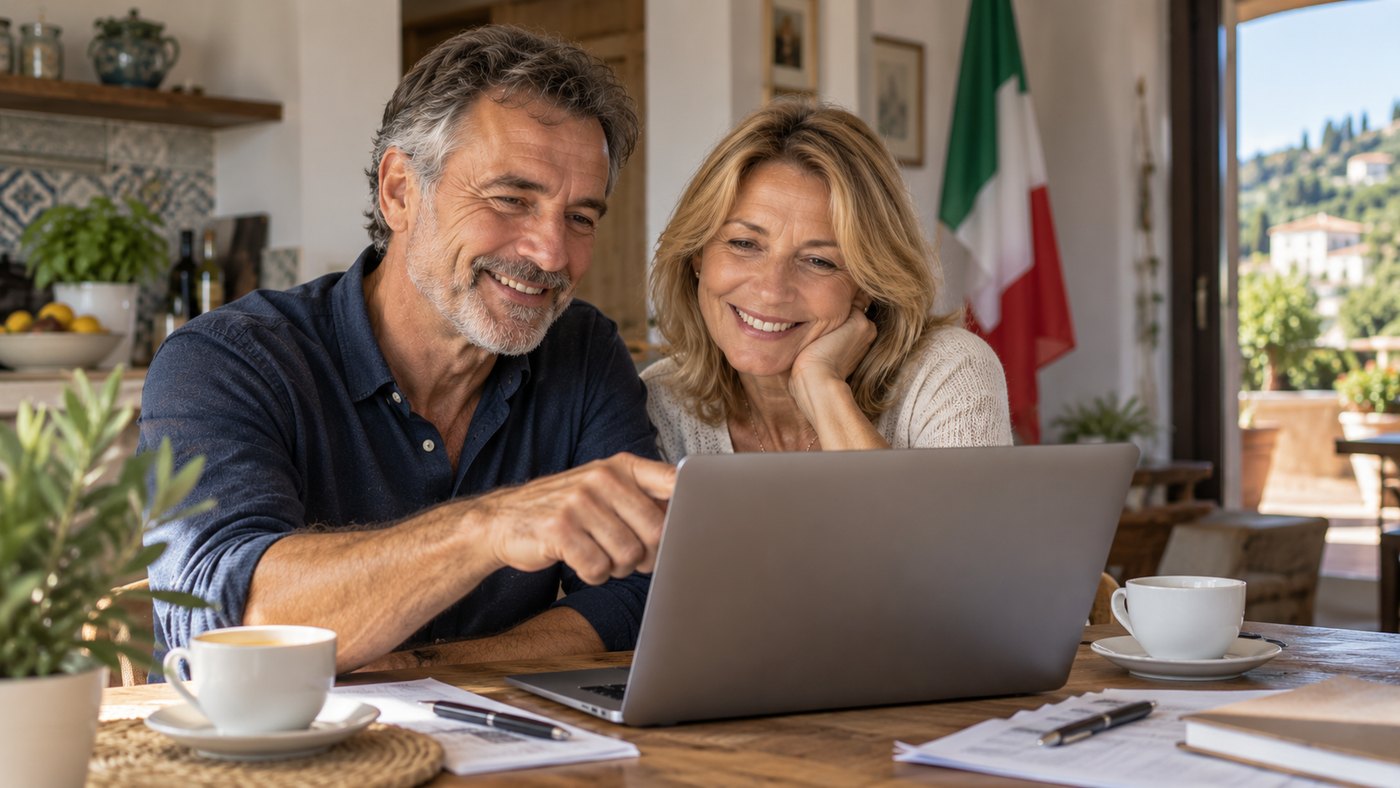 Coppia italiana che valuta i costi energetici di casa